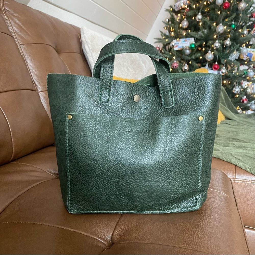 Portland Leather Goods Mini Snap Crossbody Tote  Original ‘Forest’ Green